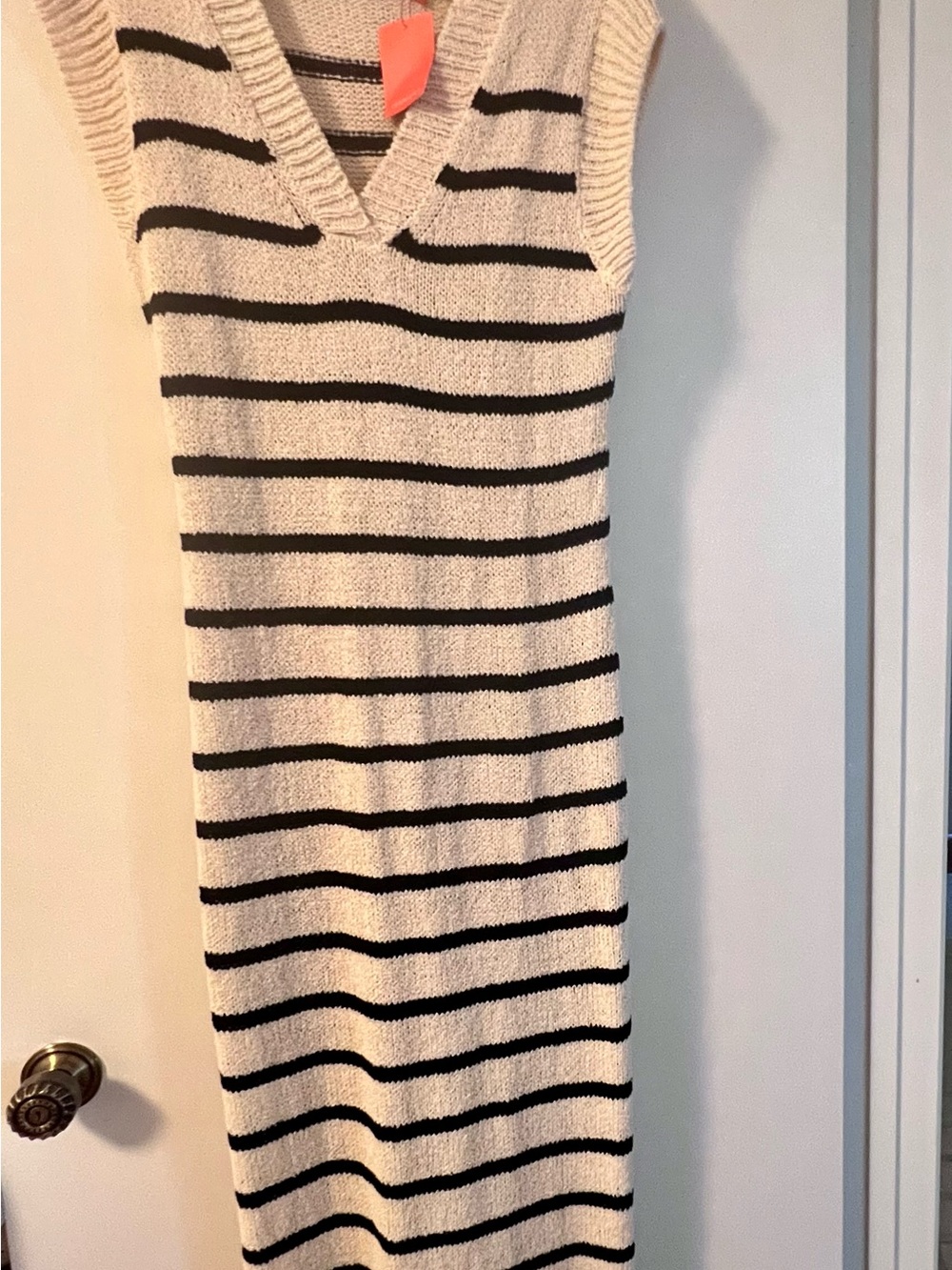 Olivaceous Cream and Black Striped Knit Maxi Dress NWT